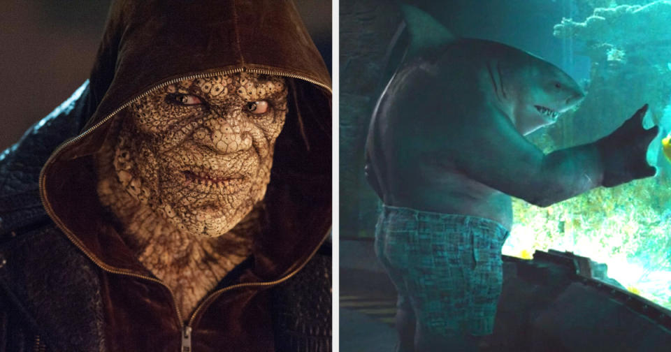 This may not seem like an important distinction, but King Shark is the single most important creation of 2021. I have a feeling that he survived the whole movie because James Gunn knew that if anything happened to him we'd revolt. Meanwhile, Killer Croc only did one notable thing in Suicide Squad — he swam in the sewers to place a bomb that would kill Enchantress.