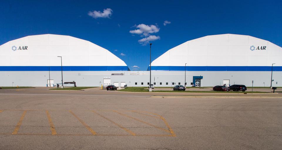 AAR's North, left, and South, right, hangars in which planes receive maintenance, repairs and overhauls are seen here on Wednesday, May 26, 2021, in Rockford.
