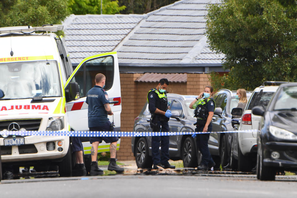 Police work at a crime scene in Tullamarine. Source: AAP