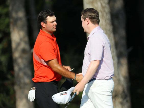 Patrick Reed and Robert MacIntyre embrace after round two in Turkey (Getty)