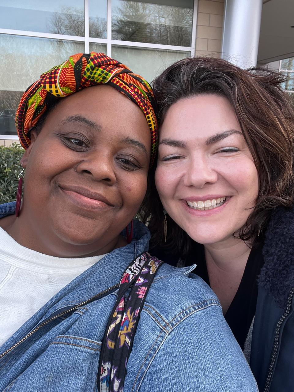 Crystal Cauley, left, poses with Leslie Carey on Jan. 16 at Blue Ridge Community College prior to the 23rd annual MLK Unity Breakfast.