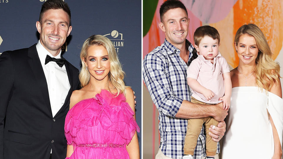 Shaun Marsh, pictured here with his wife and son.