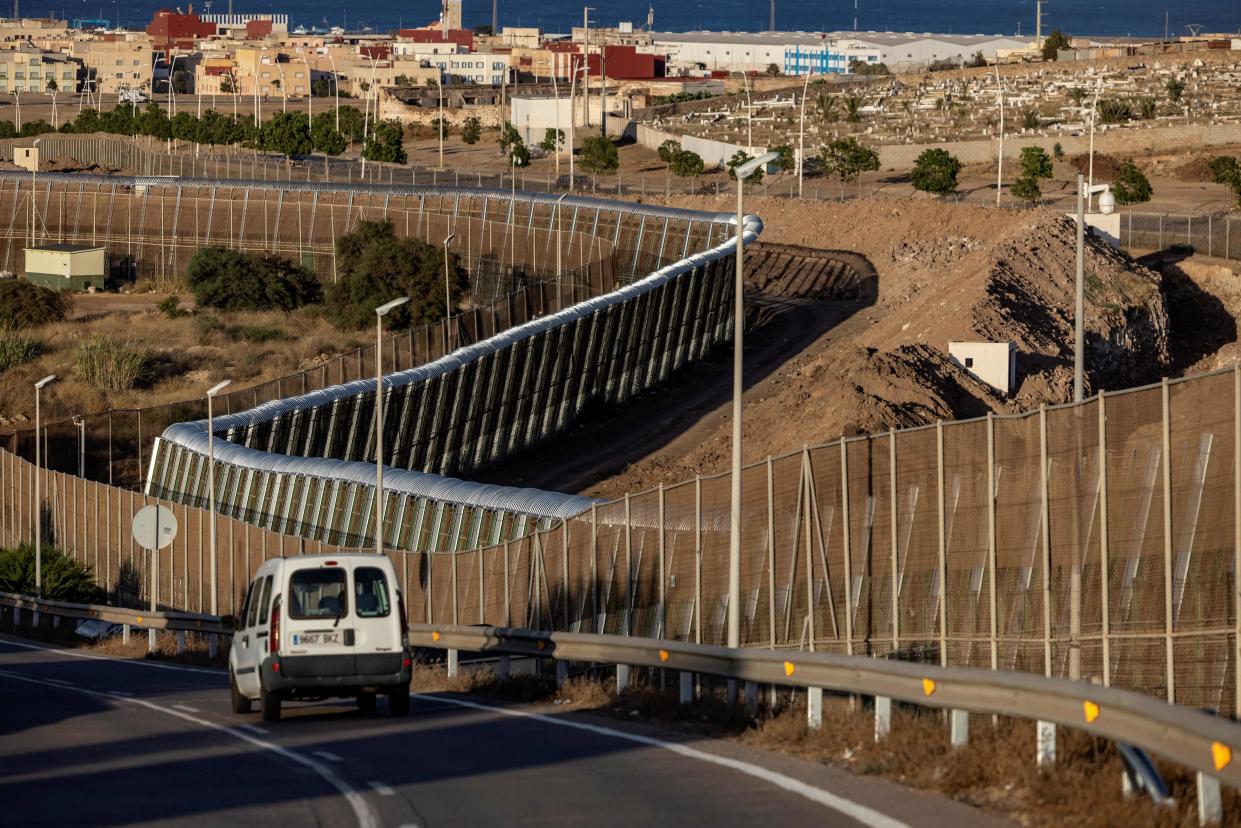 The border fence between Morocco and the Spanish enclave of Melilla. 