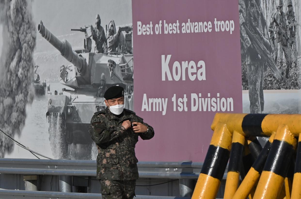 <p>The demilitarised zone (DMZ) between North Korea and South Korea is one of the most heavily guarded areas in the world </p> (AFP/Getty)