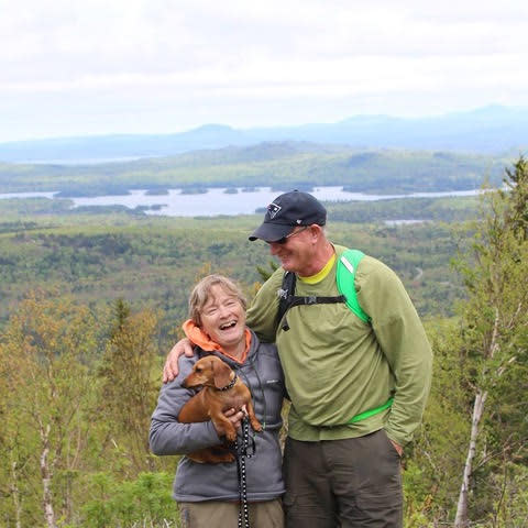 Connie Pert and her husband, hiking. 