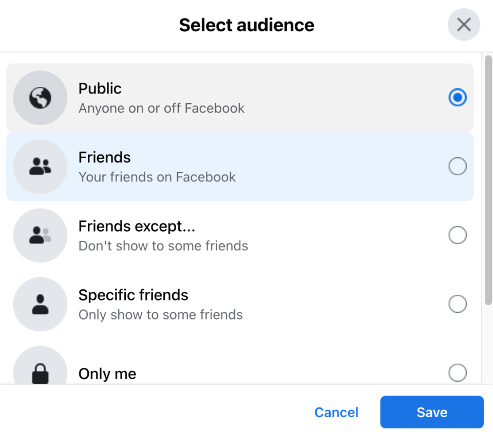 To make your post shareable on Facebook, select the audience visibility option "Public"  This allows your content to be seen by anyone on or off Facebook.