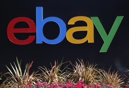 An eBay sign is seen at an office building in San Jose, California May 28, 2014. REUTERS/Beck Diefenbach