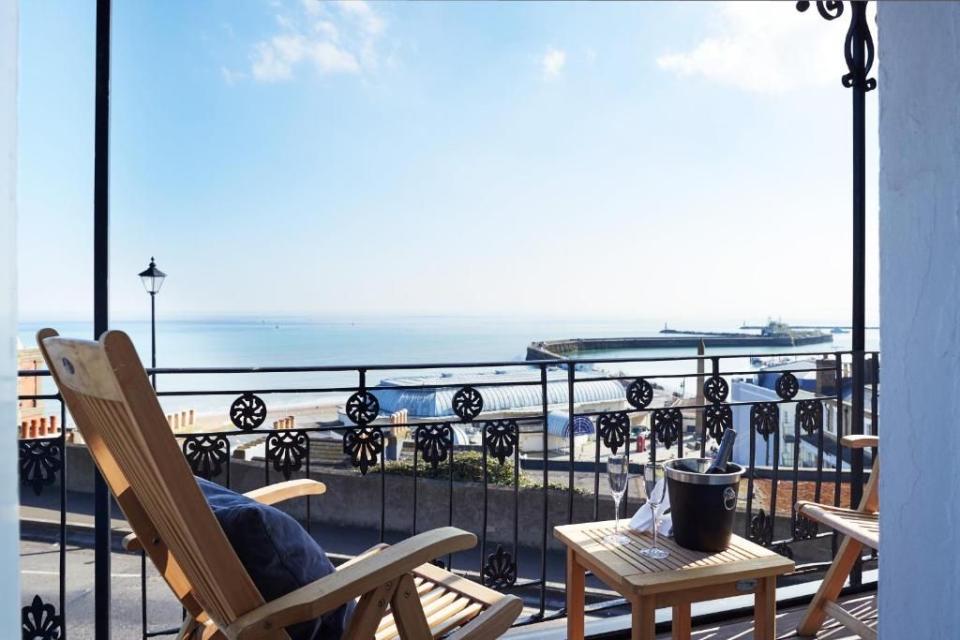 <p><a href="https://www.goodhousekeepingholidays.com/offers/kent-ramsgate-albion-house-hotel" rel="nofollow noopener" target="_blank" data-ylk="slk:Albion House;elm:context_link;itc:0" class="link ">Albion House</a> on Ramsgate's lovely seafront is a stylishly restored 18th-century building filled with original features like towering ceilings and ornate wrought-iron balconies.<br><br>The buzzing main dining room and bar are in elegant Georgian rooms overlooking the Royal Harbour, with floor-to-ceiling glass doors leading out to a sea-view patio. </p><p>Food is served virtually around the clock, with deliciously uncomplicated dishes to be chosen from a constantly-changing menu.<br><br>There's a touch of a London members' club to Albion House, but with a distinctly British seaside backdrop.<br><br><a class="link " href="https://www.goodhousekeepingholidays.com/offers/kent-ramsgate-albion-house-hotel" rel="nofollow noopener" target="_blank" data-ylk="slk:READ OUR REVIEW;elm:context_link;itc:0">READ OUR REVIEW</a></p>