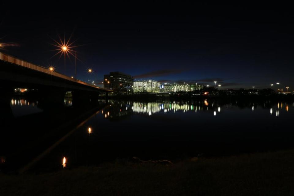 Night-time reflections on the water