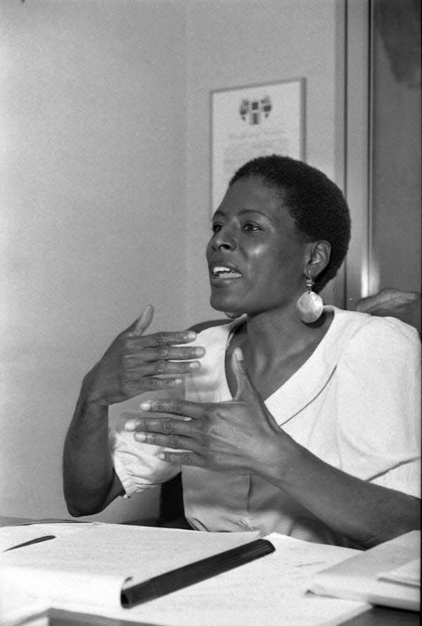 Dot Inman-Johnson, photographed at her office in City Hall in 1986.