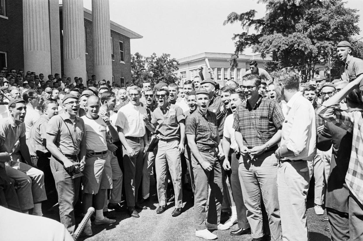 University of Mississippi students gather to protest against integration (Bettmann Archive / Getty Images file)