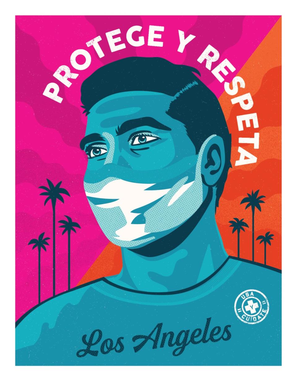 Mayor Garcetti revealed this poster, designed by Camilla Lonis of Shepard Fairey's Studio Number One, on Wednesday.