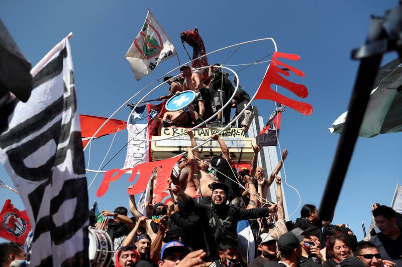 Protest against Chile's government during the one-year anniversary in Santiago of the protests and riots in 2019