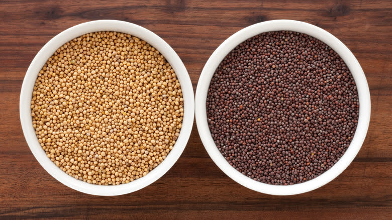 Two bowls with mustard grains