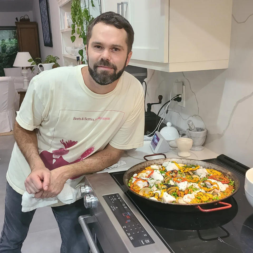 Sebastian Cole prepares a terrific paella.