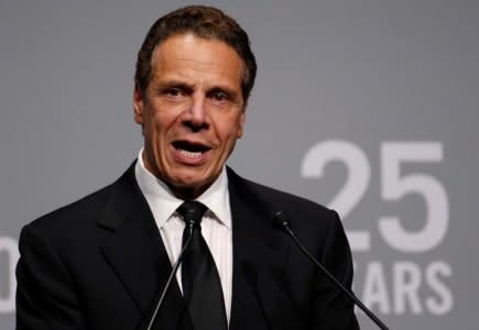 New York Governor Andrew Cuomo speaks during the commemoration of the Elton John AIDS Foundation 25th year fall gala at the Cathedral of St. John the Divine in New York City, in New York, U.S. November 7, 2017. REUTERS/Shannon Stapleton