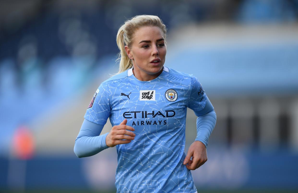 <p>Alex Greenwood is confident City can keep pace with Chelsea in the title race</p> (Getty)