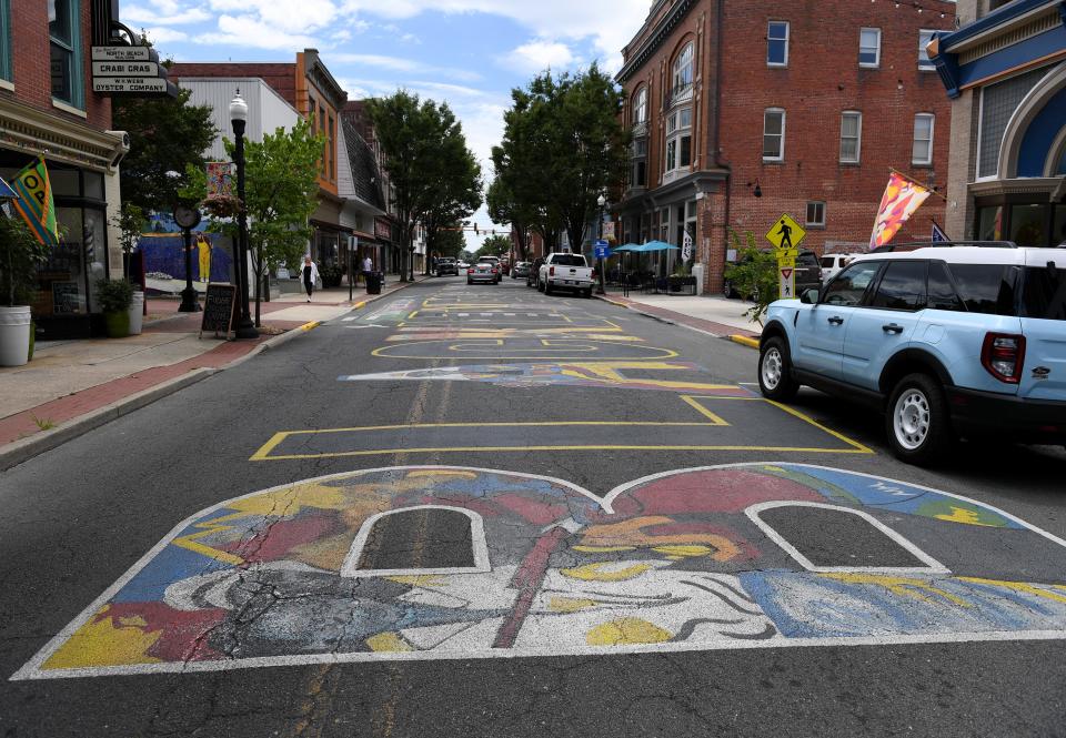 Black Lives Matter mural on Race Street July 14, 2023, in Cambridge, Maryland.