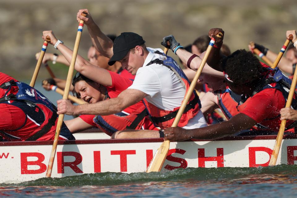 Prince William participates in a dragon boat event in Singapore on Nov. 6, 2023.