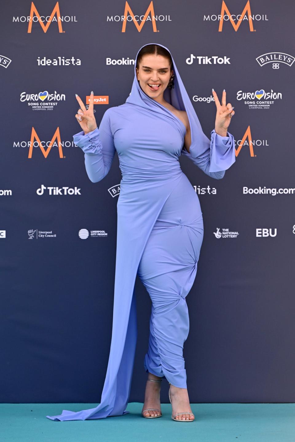 Mae Muller, representative for The United Kingdom, attending the Eurovision Song Contest 2023 (Photo by Anthony Devlin/Getty Images)