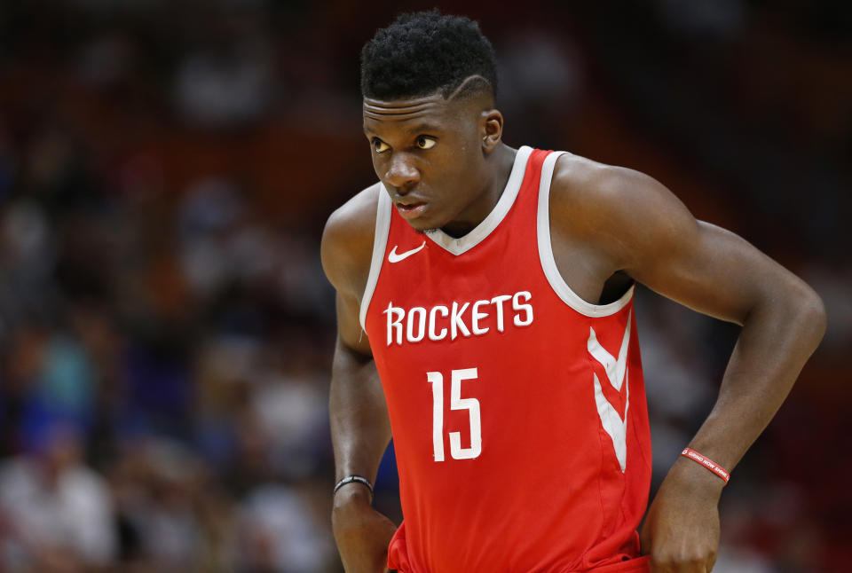 Rockets center Clint Capela averaged a double-double this season. (AP)