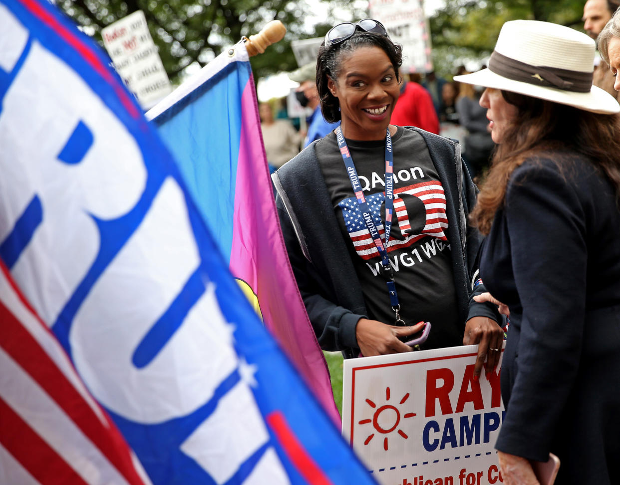 Rayla Campbell at a rally outside the Federal Court House in Boston (Matt Stone / MediaNews Group/Boston Herald via Getty Images file)