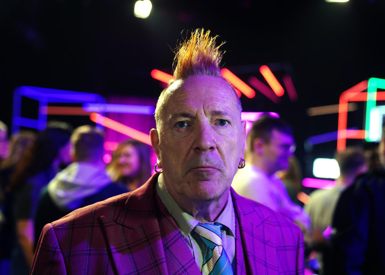 John Lydon, who has revealed that he copes with his grief by sleeping next to his wife's ashes following her death from Alzheimer's. (Getty Images)