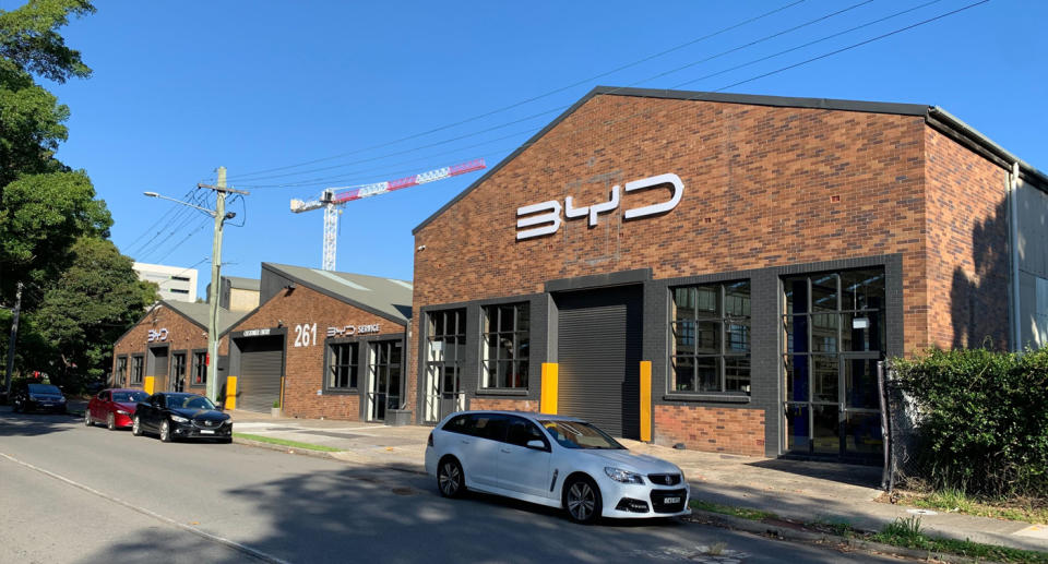 The exterior of BYD's new service centre in Sydney's Mascot