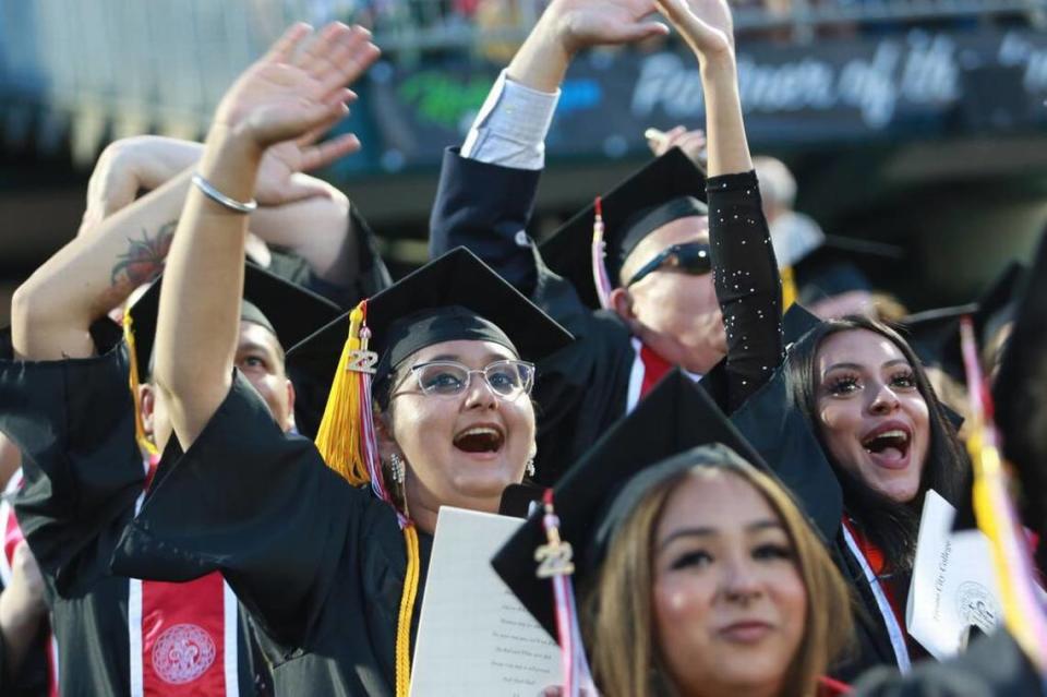 Fresno City College graduates during the commencement ceremony on June 3 at Chukchansi Park.