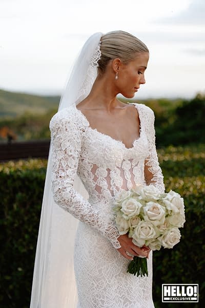 Lady Amelia Spencer looks beautiful in her rose-inspired bridal dress