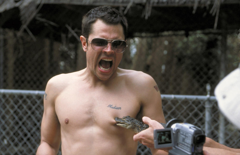 Johnny Knoxville getting bitten by the mini alligator