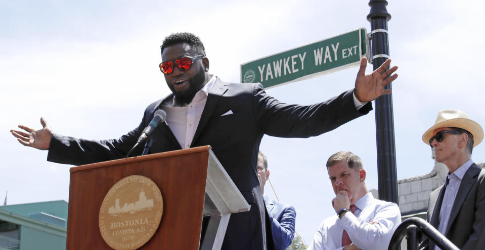 David Ortiz, seen in June, when a portion of Yawkey Way outside of Fenway Park was named in his honor. (AP)