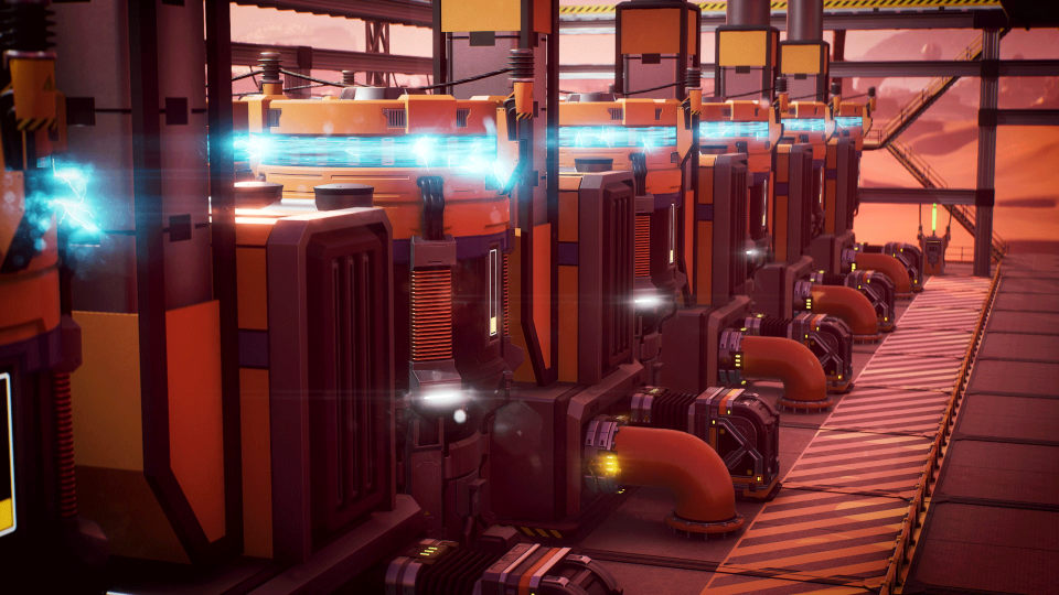 Promotional screenshot for videogame Satisfactory's 1.0 release announcement