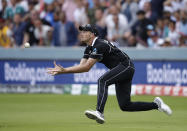 New Zealand's Tim Southee catches out England's Jos Buttler for 59 runs.(AP Photo/Matt Dunham)