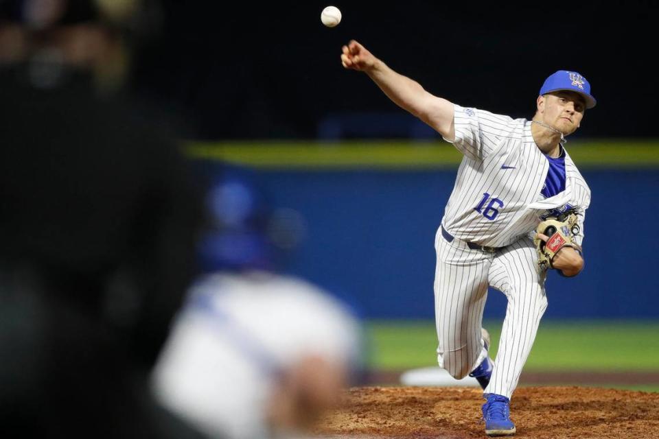 Kentucky pitcher Cole Stupp, a sophomore, tied for the team lead in starts with 13 in 2021. He finished with a 4.76 ERA.