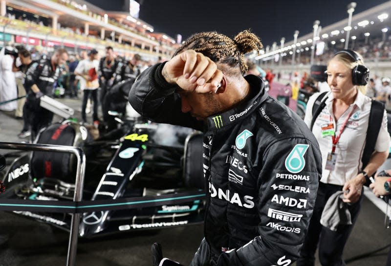 Lewis Hamilton of Mercedes after the F1 Qatar Grand Prix at Losail Circuit in Doha, Qatar on October 08, 2023