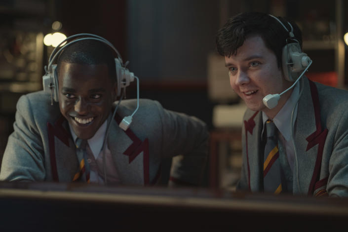 Asa Butterfield as Otis Milburn and Ncuti Gatwa as Eric Effiong in Sex Education (Sam Taylor/Netflix/PA)