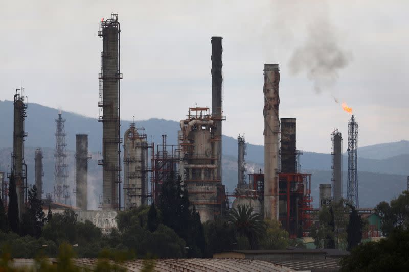 Excess natural gas is burnt, or flared, from Mexican state-owned Pemex's Tula oil refinery, located adjacent to the Tula power plant belonging to national power company Commission Federal de Electricidad, or CFE, in Tula de Allende