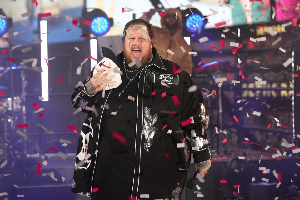 Jelly Roll performs during New Year’s Eve celebrations in New York City, New York, US, 31 December 2023 (Reuters)