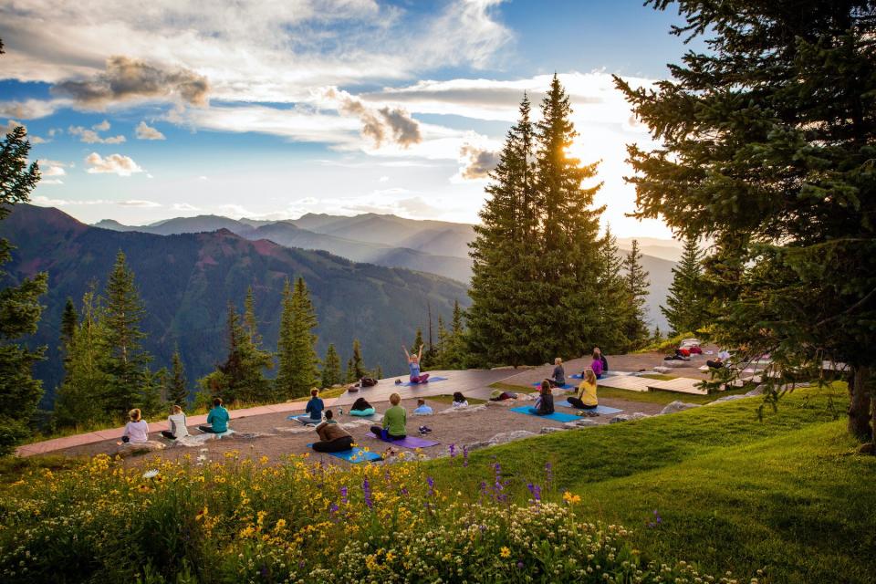 Summer yoga on Aspen Mountain