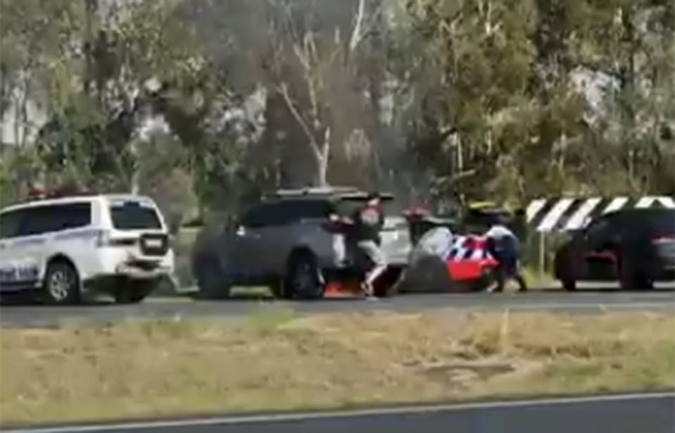 Officers arrested three males following the pursuit near the NSW and Queensland border. Source: 7 News