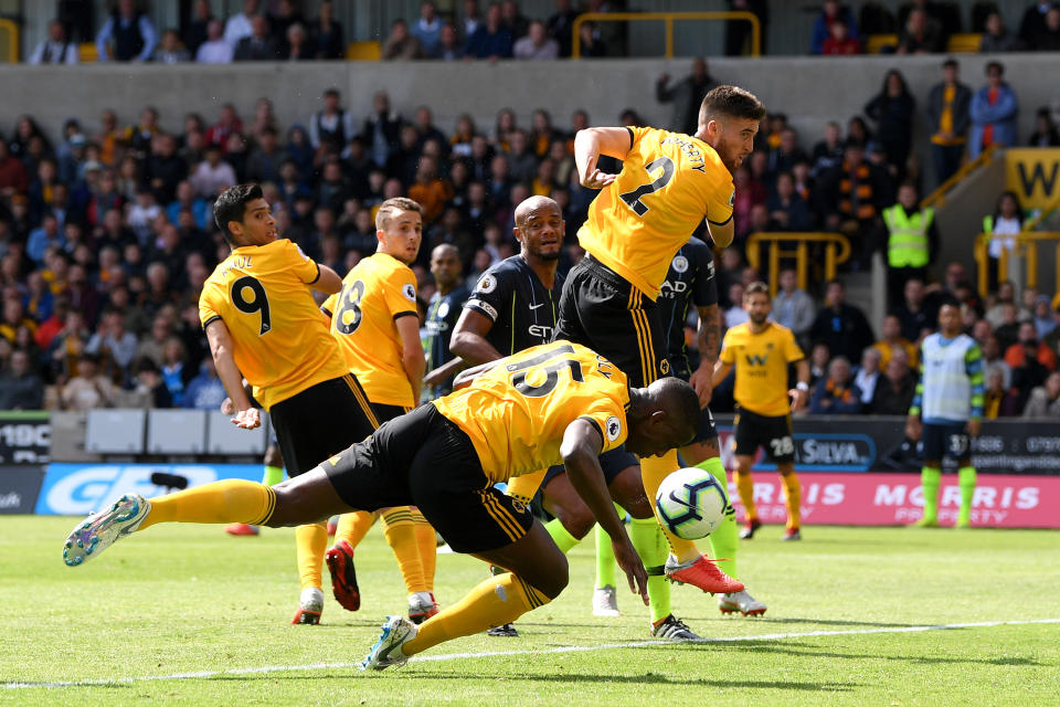 Willy Boly's goal for Wolves means City take just a point from the game. Was it handball? (25 August 2018)