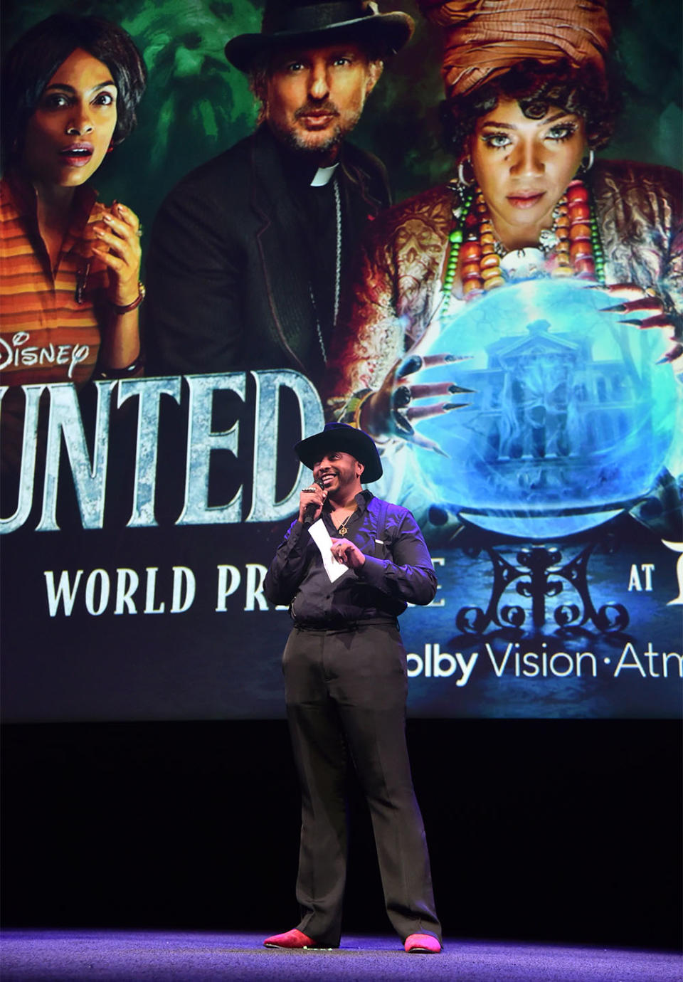 Justin Simien speaks onstage during the celebration for Disney's live-action feature "Haunted Mansion" at Disneyland on July 15, 2023 in Anaheim, California.