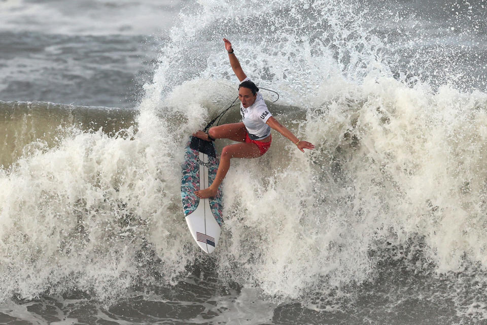 <p>Biography: 28 years old</p> <p>Event: Women's surfing</p> <p>Quote: "I feel super blessed, super fortunate. It's been an incredible experience. It's been a crazy couple of days, a little bit of a roller coaster of emotions just trying to figure out the break, find my rhythm, learning how to trust myself without my family here." </p>