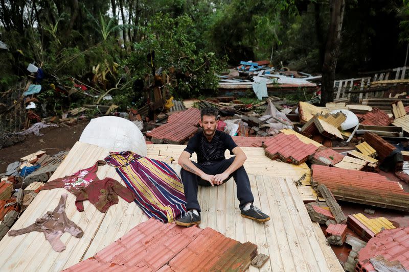 Aftermath of an extratropical cyclone in southern cities, in Brazil