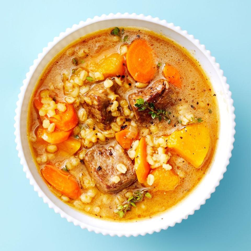 20) Instant Pot Beef and Barley Stew