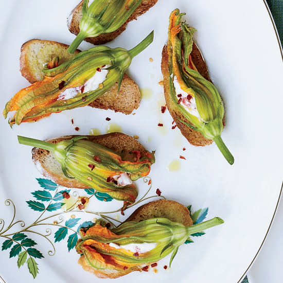 Squash Blossoms with Pimento Ricotta