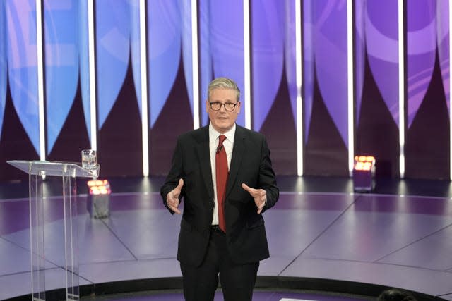 Sir Keir Starmer gestures during an appearance on the BBC