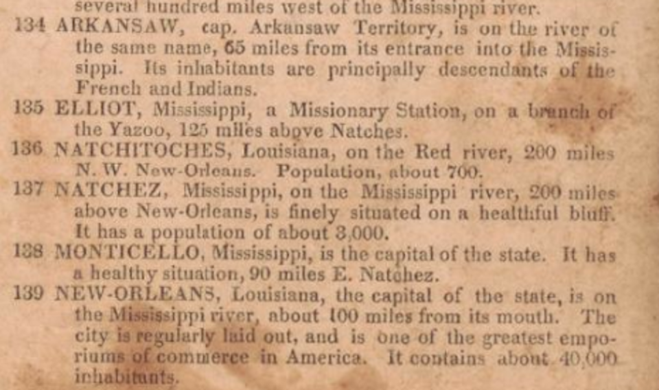‘New-Orleans’ is the game’s ‘finish line.’ <a href="https://www.loc.gov/resource/g3701a.ct011568r/?r=0.48,0.074,0.25,0.12,0" rel="nofollow noopener" target="_blank" data-ylk="slk:Library of Congress;elm:context_link;itc:0;sec:content-canvas" class="link ">Library of Congress</a>