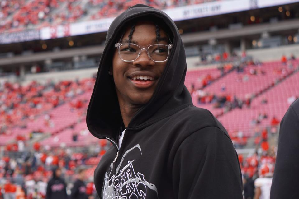 Bryce James, here at Ohio Stadium on Saturday, is a three-star shooting guard who plays for Notre Dame High in Sherman Oaks, California.